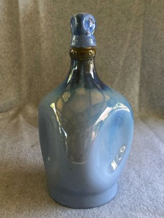 Vintage Fulper Pottery No.  696 Pinch Bottle w/ Ritz music box EX Venetian Blu 3