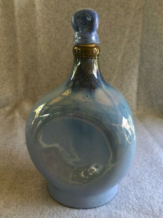 Vintage Fulper Pottery No.  696 Pinch Bottle w/ Ritz music box EX Venetian Blu 4