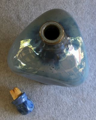 Vintage Fulper Pottery No.  696 Pinch Bottle w/ Ritz music box EX Venetian Blu 5