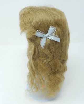 Vintage Old World Wendy Feidt Blonde Wavy Curly Bangs Mohair Doll Wig Size 14