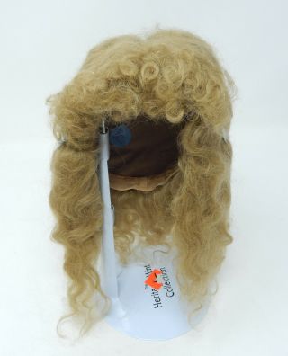 Vintage Old World Wendy Feidt Blonde Wavy Curly Bangs Mohair Doll Wig Size 14 2