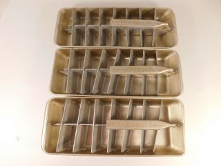 3 Vintage Ge General Electric Aluminum Redi - Cube 16 Cube Ice Cube Trays