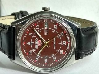 Seiko 5 Automatic Mens Steel Vintage Japan Made Brown Dial Watch Run Order