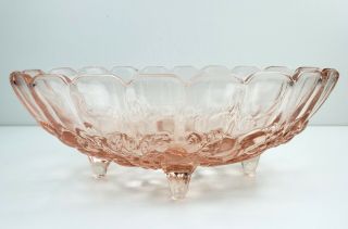 Vintage Indiana Glass Oval Footed Fruit Bowl Centerpiece Garland Dusty Pink