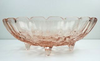 Vintage Indiana Glass Oval Footed Fruit Bowl Centerpiece Garland Dusty Pink 3