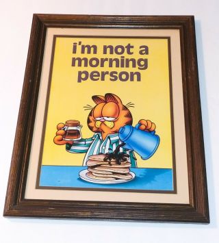 Vintage Framed Garfield Poster 13x16 Jim Davis Argus " I 