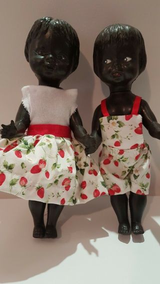 Vintage Black Dolls.  Two Together.  1950 