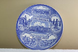Vintage Oklahoma Souvenir Collectible Plate The Sooner State