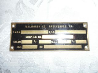 Vintage Brass? Plaque From Walworth Co.  Greensburg,  Pa.  No Longer In Existence