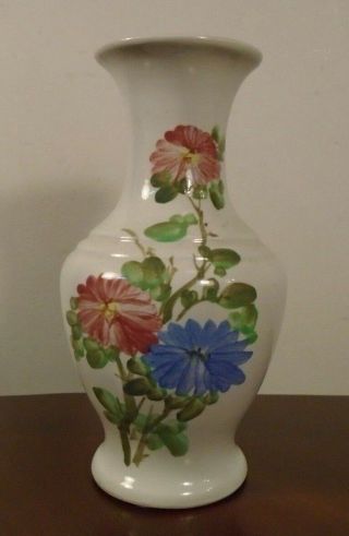Vintage Porcelain Ceramic Vase With Red And Blue Flower Pattern 7 "