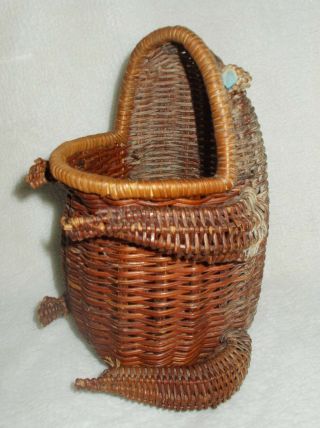 Vintage Handmade Wicker Basket Frog Home Decor