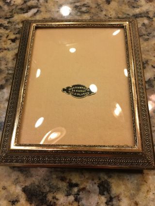 Vintage Picture Frame Embossed 24k Gold Plated W/convex Glass 5”x4”