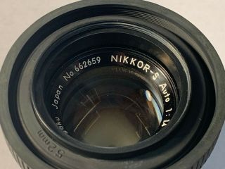 Nikon Nippon Kogaku Nikkor - S Auto 50mm F/1.  4 Vintage Lens 662659  - Japan 4