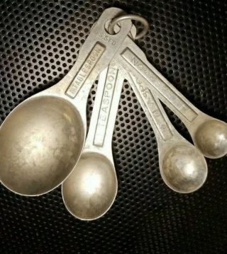 Vintage Aluminum Metal Measuring Spoon Set Of 4 U.  S.  St’d
