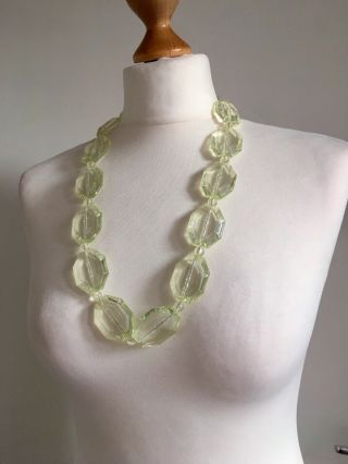 Vintage Style Art Deco Apple Juice Lucite Faceted Chunky Beads Necklace