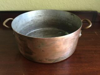 Vintage Copper Casserole With Lid - Tin Lined W/ Brass Handles By Waldow