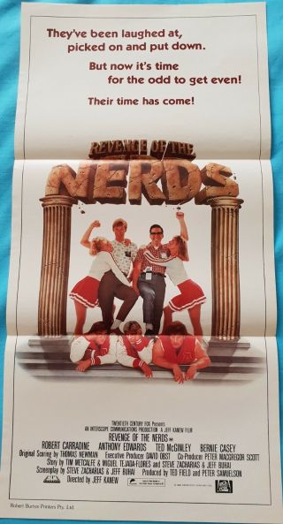 Revenge Of The Nerds Vintage Australian Daybill Movie Gloss Poster 1984