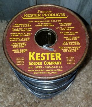 Vintage Kester Resin Core Solder “44” " 281 ".  092 Dia.  66 Core 5 Lbs Spool