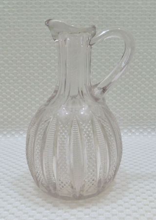 Vintage Pale Lilac Pressed " Sun Glass " Cruet Small Pitcher Bud Vase 5 " Tall