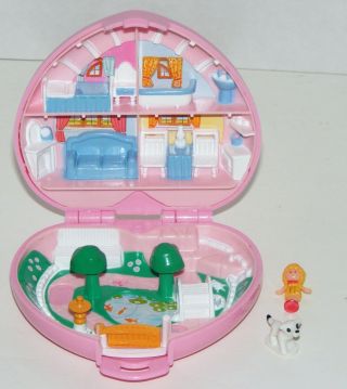 Vintage 1989 Polly Pocket Country Cottage Playset Figure Dog Compact Bluebird