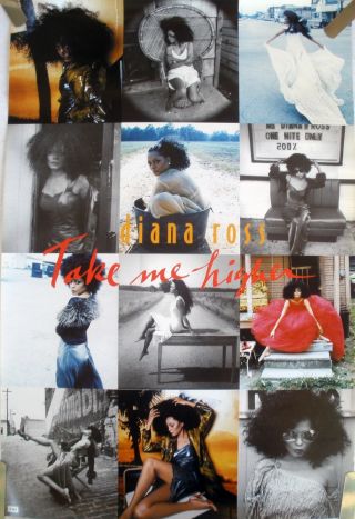 Rare Diana Ross Take Me Higher 1995 Vintage Music Record Store Promo Poster