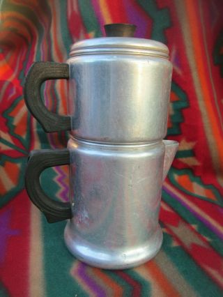Vintage West Bend Aluminum " Kwik - Drip " 2 Cup Stovetop Coffee Maker