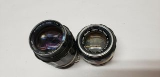 Pair Vintage Nikon Nikkor P S Kogaku Lenses 50mm 1.  4 105mm 2.  5