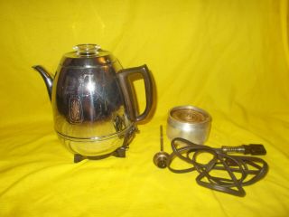 Vintage General Electric Percolator Ge 33p30 Pot Belly 9 Cup Chrome Coffee Make