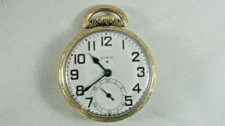Vintage Elgin 10kt Rgp Pocket Watch 17j 43060253 Does Not Run