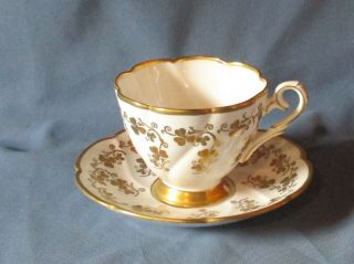 Vintage Royal Stafford England Bone China Gilt Shamrock Pattern Tea Cup & Saucer