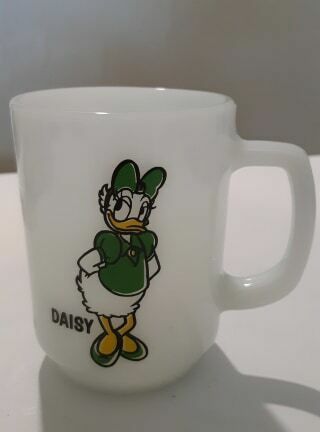Daisy Duck Milk Glass Mug Cup Vtg Anchor Hocking Walt Disney Pepsi Collector