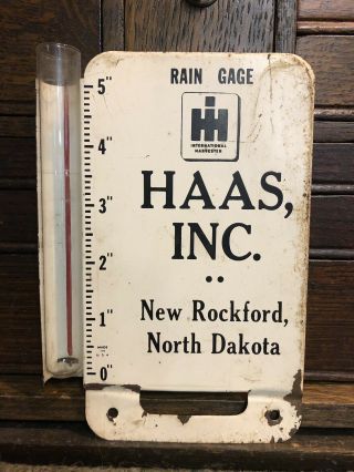 Vintage Metal Ih International Harvester Rain Gauge Advertising Sign