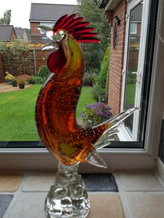 Vintage Murano Art Glass Rooster Cockerel Large 13 Inches Tall