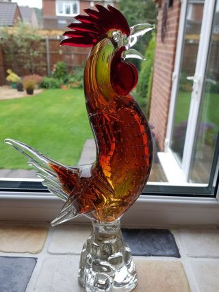 Vintage Murano Art Glass ROOSTER COCKEREL Large 13 inches tall 2