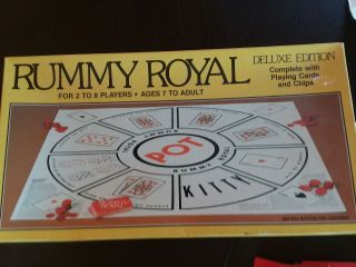 Vtg Whitman Rummy Royal Deluxe 1981 Card Game Small Chips - Complete