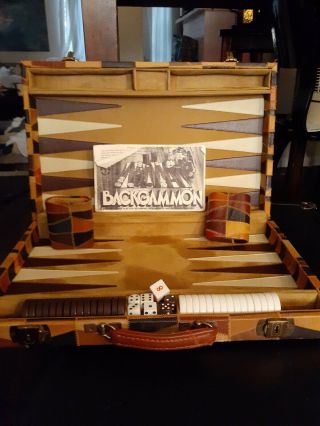 Vintage Backgammon Game 1973 Stitched Leather W/instructions.  Extremely Unique