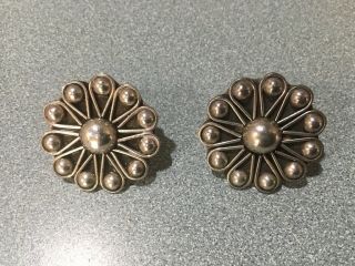 Vintage Mexico Taxco 925 Sterling Silver Sun Clip Earings 22 Gr