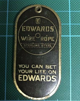 Vintage Brass Edwards Wire Rope Gauge Measure Sterling Steel Etching Co.