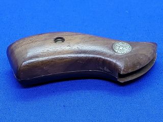 Vintage Smith & Wesson J Frame Round Butt Smooth Wood Grips W/Screw 7