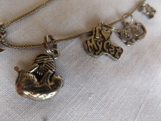 Vintage Sterling Silver Necklace WIth 5 Sterling Cat Charms / Pendants, . 3