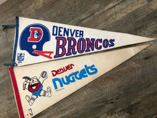 Vintage 1967 Denver Broncos & Nuggets Pennants Nba Nfl Football Us