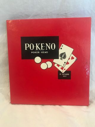 Vintage Po - Ke - No Pokeno Poker,  Keno 12 Board Set Game Complete