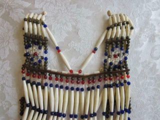 Great Vintage Native American Indian Beaded Breast Plate Colorful Glass Beads 3