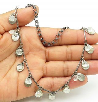 925 Sterling Silver - Vintage Faceted Moonstone Beads Chain Necklace - N2485