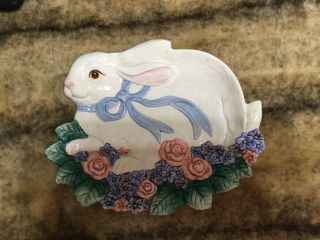 Rare Vintage Fitz & Floyd Spring Easter Flora Bunny Canape Plate Tray 1993