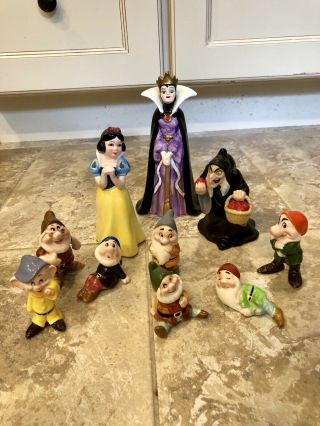 Vintage Disney Snow White Figurines With The 7 Dwarves,  Evil Queen And Witch