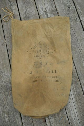 Vintage Woods Mfg Co.  Ltd Ottawa Canada Canvas Camping Tent / Duffle Bag