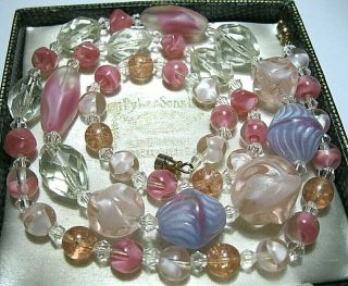 Vintage Jewellery Rare Art Deco Venetian Murano Glass Crystal Bead Long NECKLACE 2