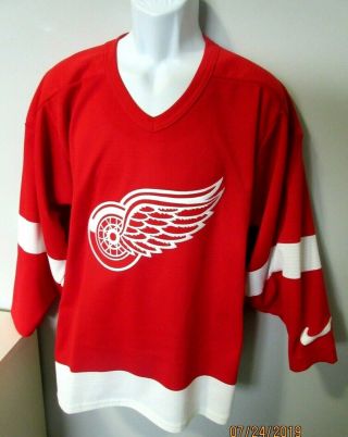 Mens Vintage Nike Detroit Red Wings Nhl Hockey Jersey - Fabric Emblems - Sz.  S