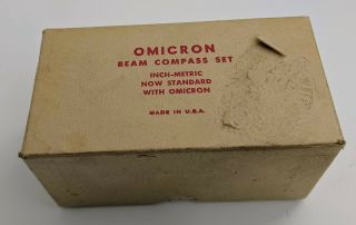Vintage Omicron Beam Compass Set Ellipsograph Model 13 RARE HTF 5